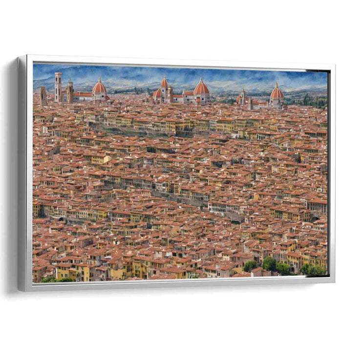 Crimson Heritage Bird's Eye: Aerial View of Historical Red Rooftops Canvas Art Print