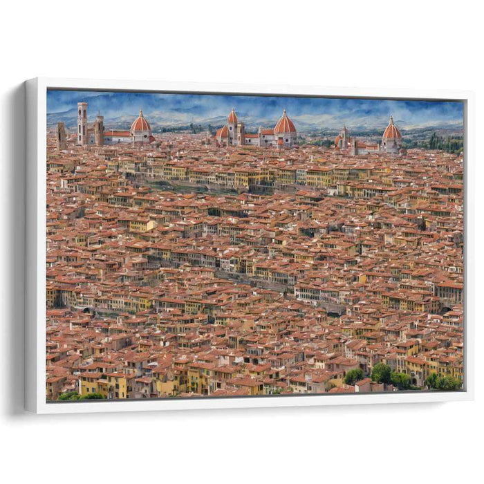 Crimson Heritage Bird's Eye: Aerial View of Historical Red Rooftops Canvas Art Print