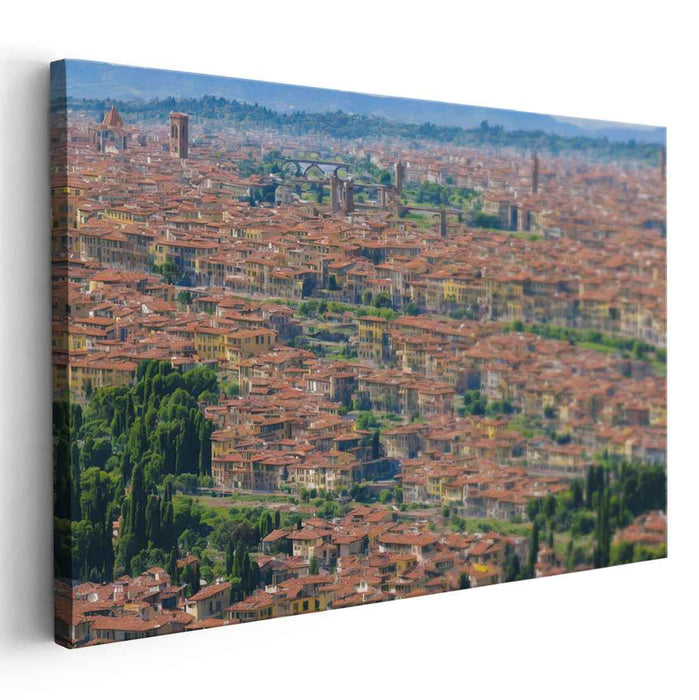 Rooftop Serenade: European Cityscape with Terracotta Rooftops Canvas Art Print