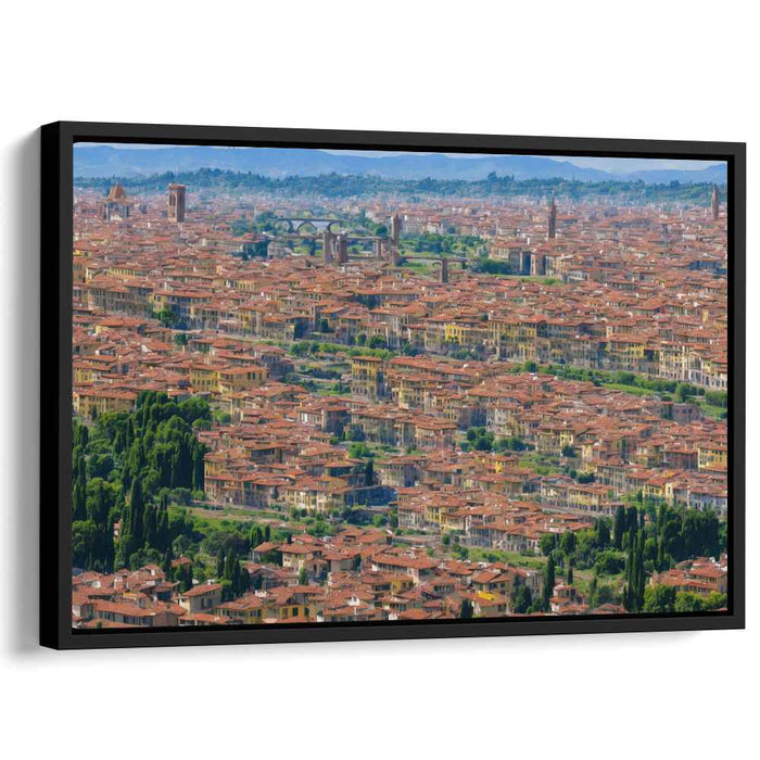 Rooftop Serenade: European Cityscape with Terracotta Rooftops Canvas Art Print