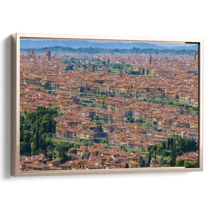Rooftop Serenade: European Cityscape with Terracotta Rooftops Canvas Art Print