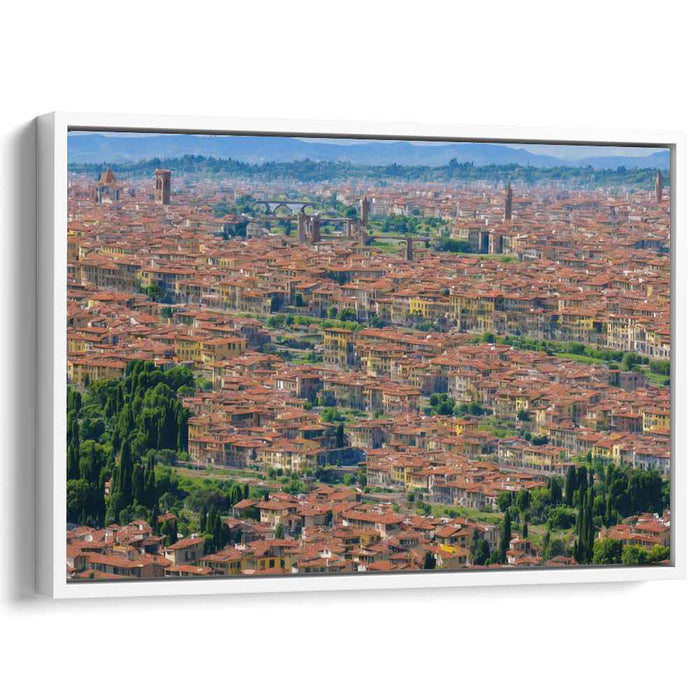 Rooftop Serenade: European Cityscape with Terracotta Rooftops Canvas Art Print