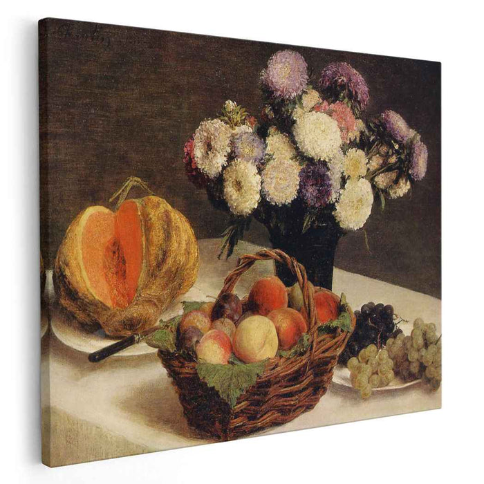 Flowers and Fruit, a Melon by Henri Fantin-Latour