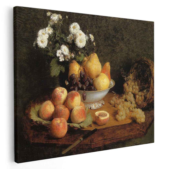 Flowers and Fruit on a Table (1865) by Henri Fantin-Latour