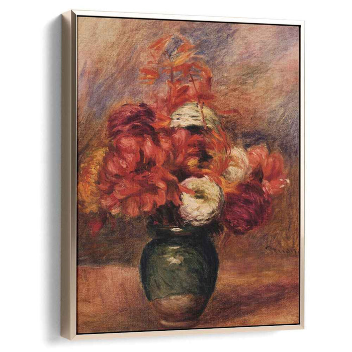 Flowers in a Green Vase Dahlilas and Asters (1910) by Pierre-Auguste Renoir