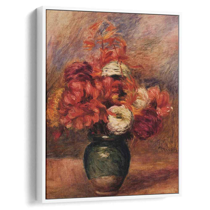 Flowers in a Green Vase Dahlilas and Asters (1910) by Pierre-Auguste Renoir