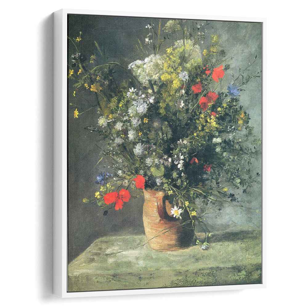 Flowers in a Vase (1866) by Pierre-Auguste Renoir - Canvas Artwork