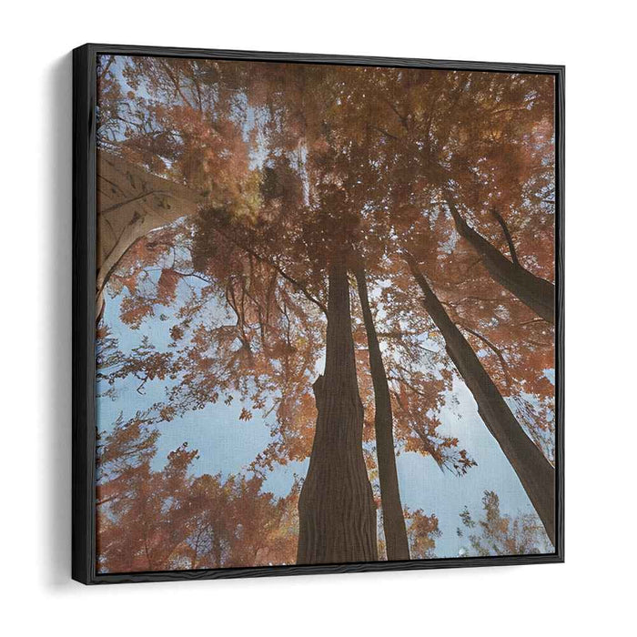 Ethereal Leaf Symphony: A Skyward View of Fall Foliage Canvas Art