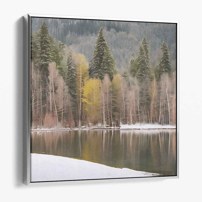 Frosty Waterside Tranquility: Tranquil Lakeside in Late Autumn