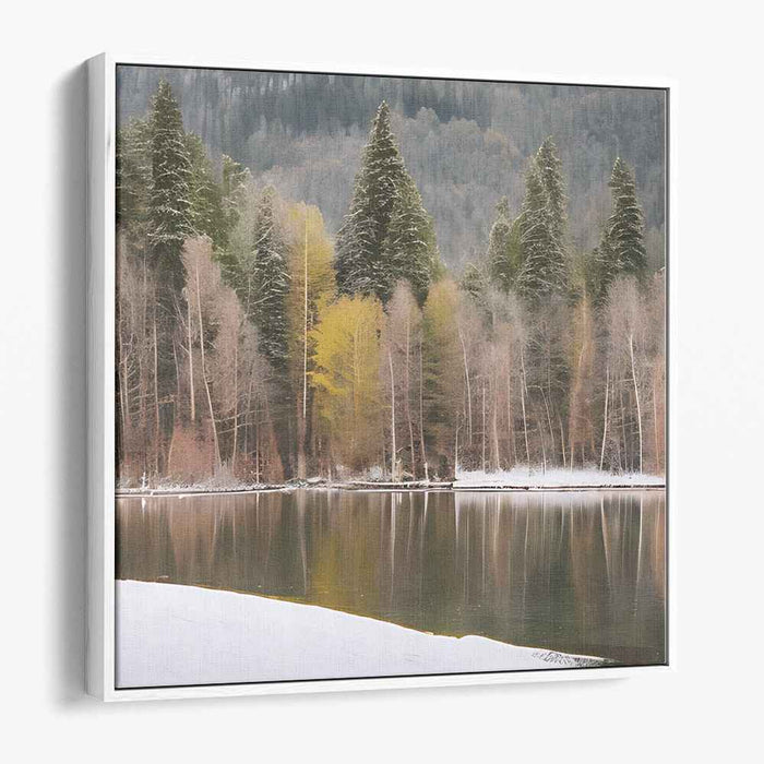 Frosty Waterside Tranquility: Tranquil Lakeside in Late Autumn