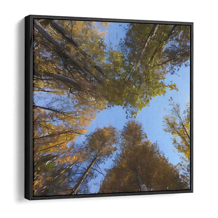 Celestial Canopy Reverie: A Skyward Perspective - Vibrant Forest Canvas Art Print