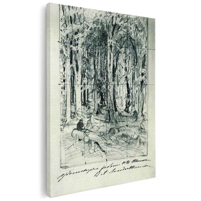 Forest with a seated figure by Ivan Shishkin