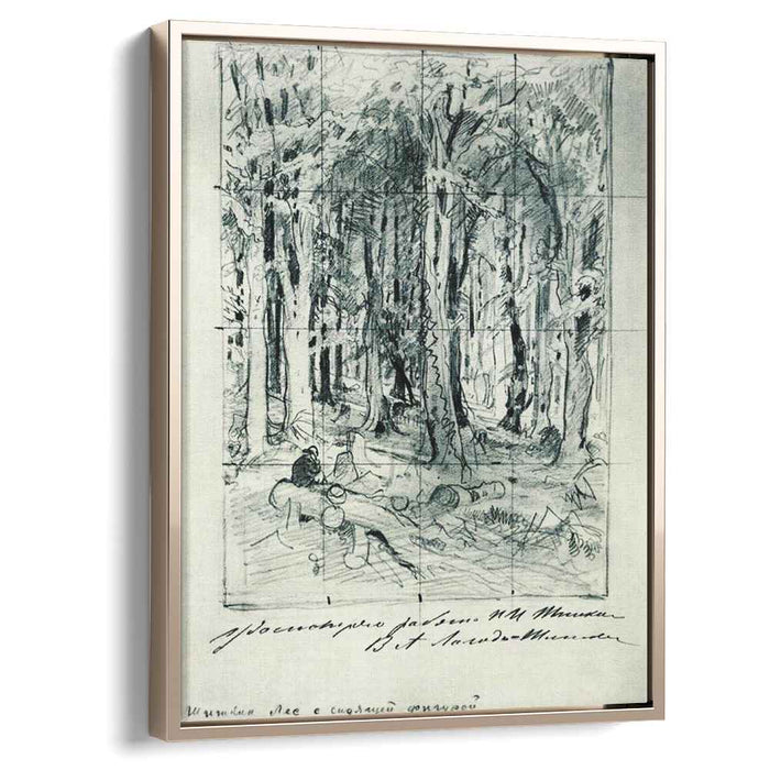 Forest with a seated figure by Ivan Shishkin