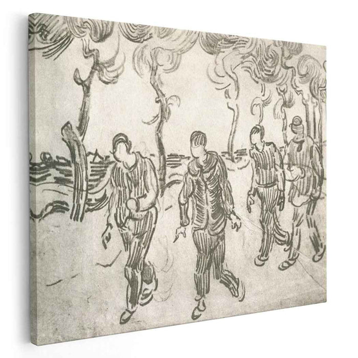 Four Men on a Road with Pine Trees (1890) by Vincent van Gogh