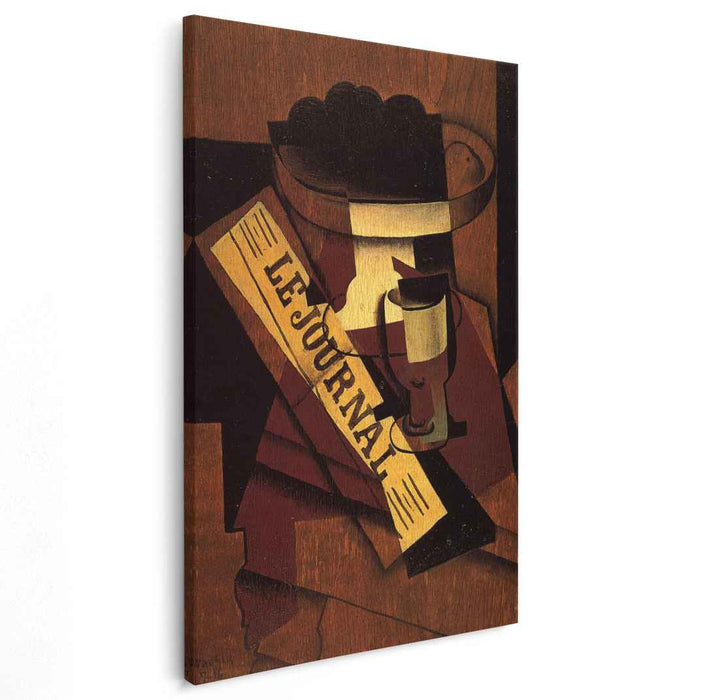 Fruit Dish, Glass and Newspaper by Juan Gris