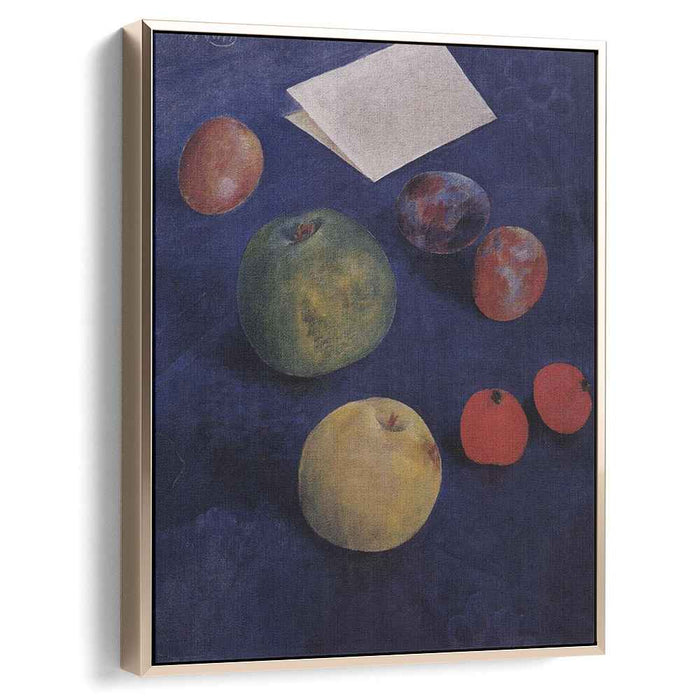 Fruit on a blue tablecloth (1921) by Kuzma Petrov-Vodkin