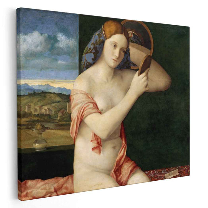 Naked young woman in front of the mirror (1515) by Giovanni Bellini