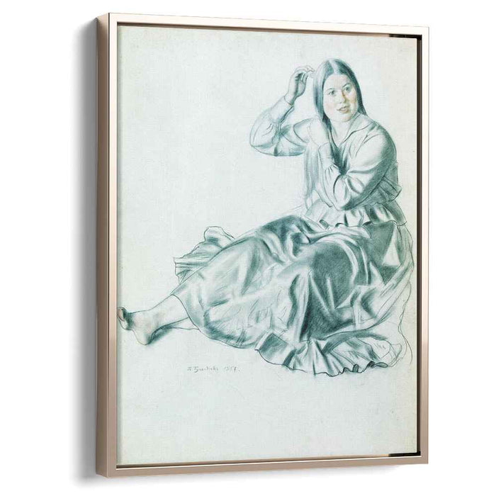 Girl brushing her hair (1917) by Boris Kustodiev