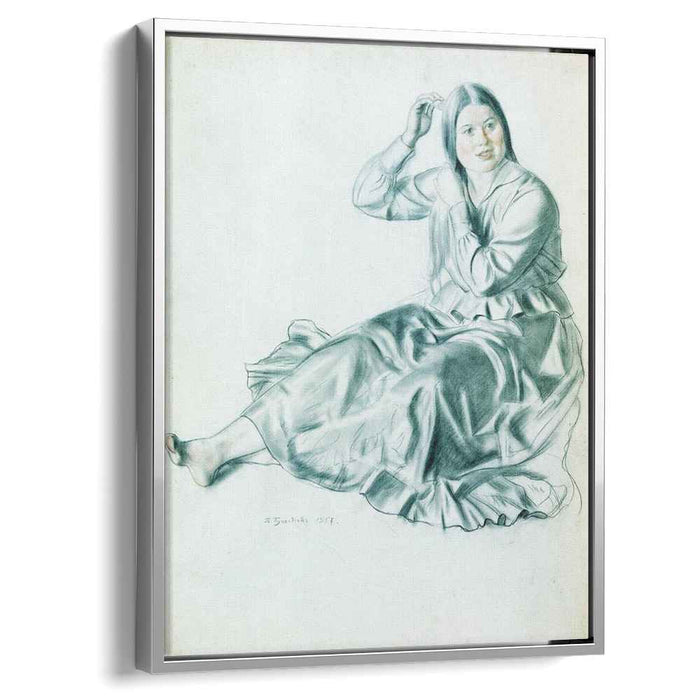 Girl brushing her hair (1917) by Boris Kustodiev