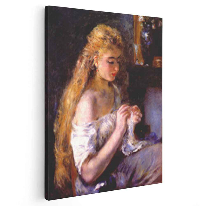 Girl crocheting (1875) by Pierre-Auguste Renoir