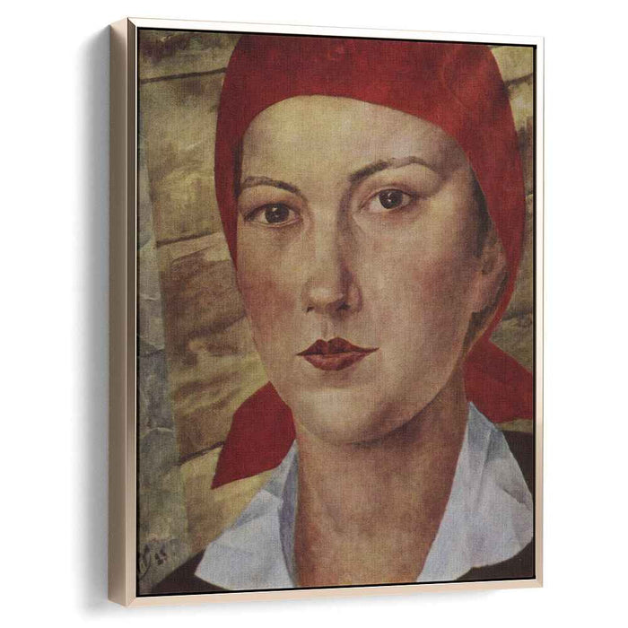 Girl in red scarf (worker) (1925) by Kuzma Petrov-Vodkin