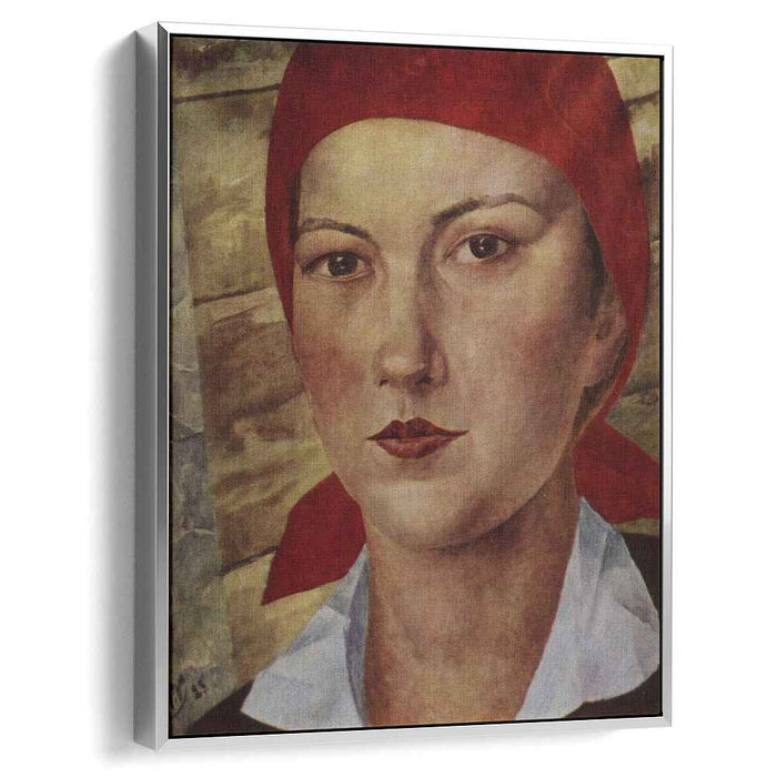 Girl in red scarf (worker) (1925) by Kuzma Petrov-Vodkin