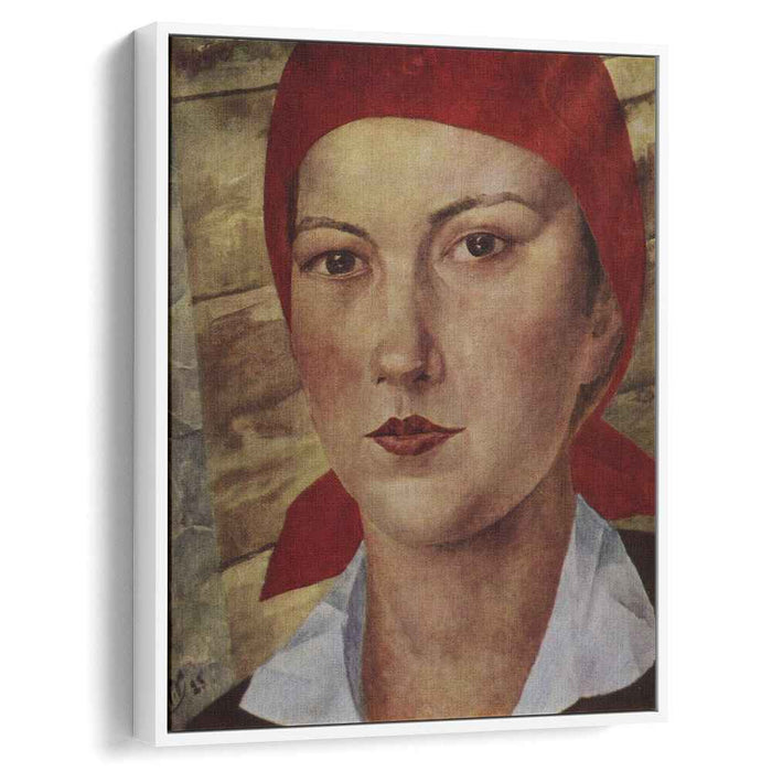 Girl in red scarf (worker) (1925) by Kuzma Petrov-Vodkin