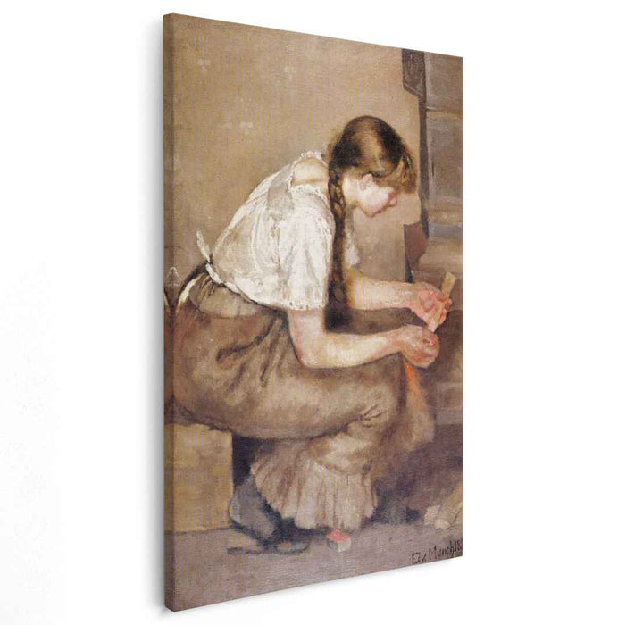 Girl Kindling a Stove (1883) by Edvard Munch