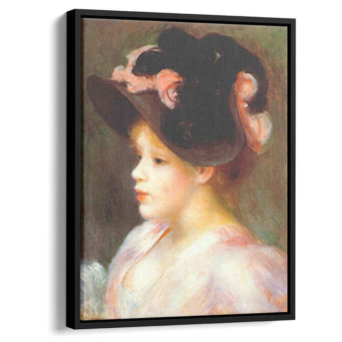 Girl with a pink and black hat (1890) by Pierre-Auguste Renoir