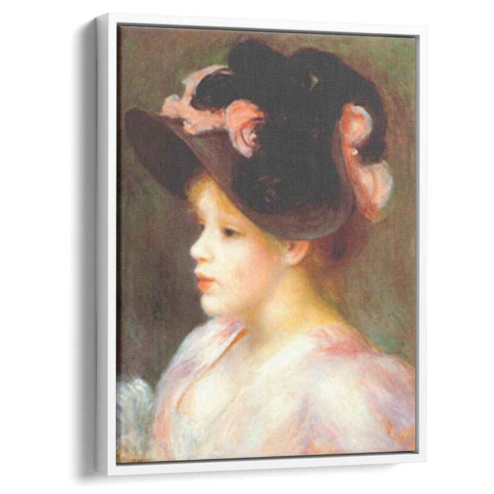 Girl with a pink and black hat (1890) by Pierre-Auguste Renoir
