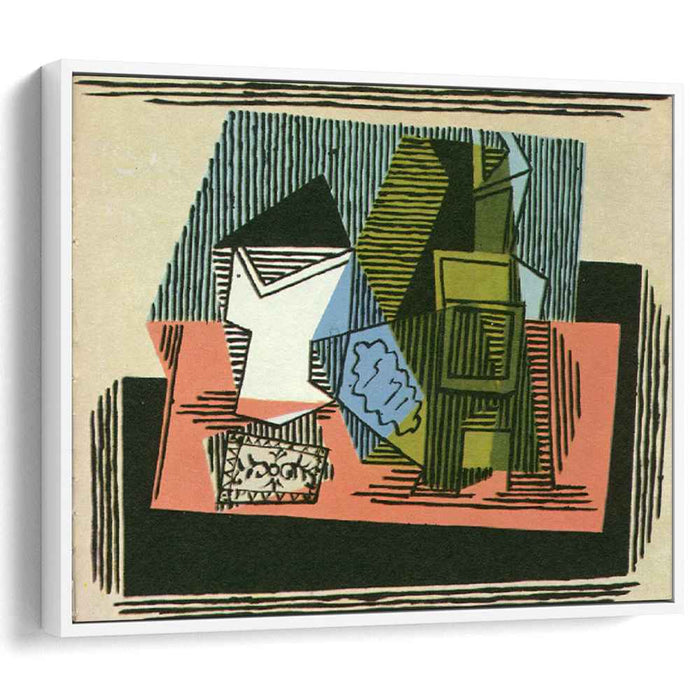 Glass, bottle, packet of tobacco by Pablo Picasso