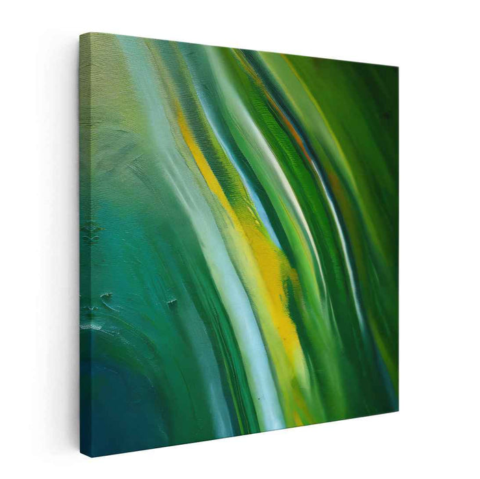 Nature's Flow: Abstract Green and Blue Canvas Art Print