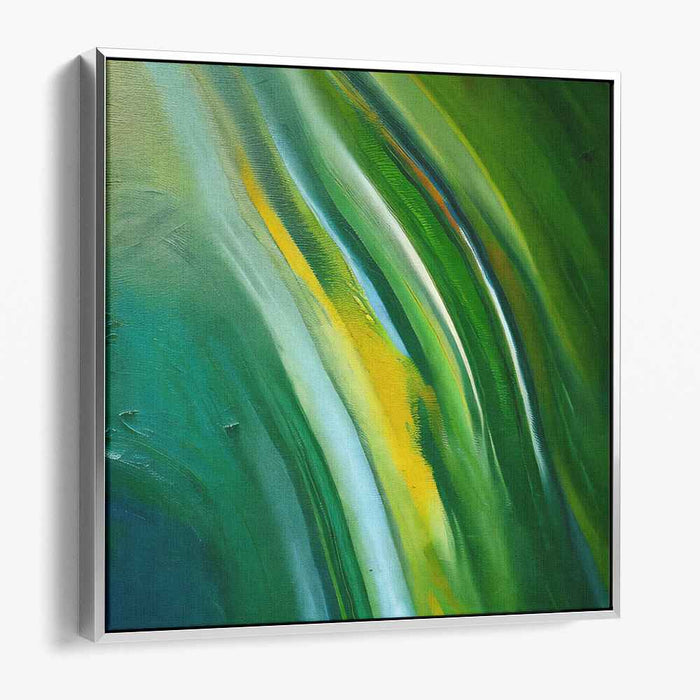 Nature's Flow: Abstract Green and Blue Canvas Art Print