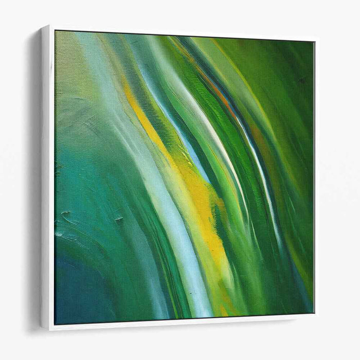 Nature's Flow: Abstract Green and Blue Canvas Art Print