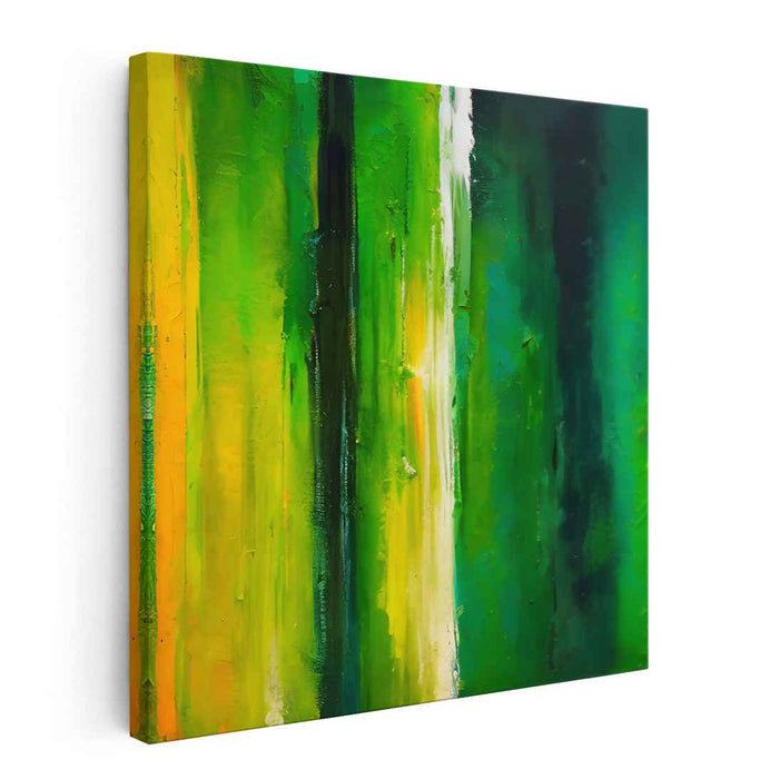 Emerald and Citrus: Vibrant Abstract Expressionist Canvas Art