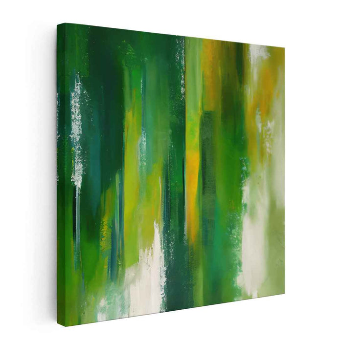 Lime Duality: Abstract Green and Yellow Canvas Art Print