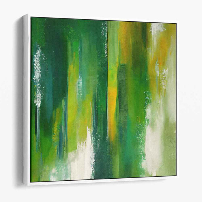 Lime Duality: Abstract Green and Yellow Canvas Art Print