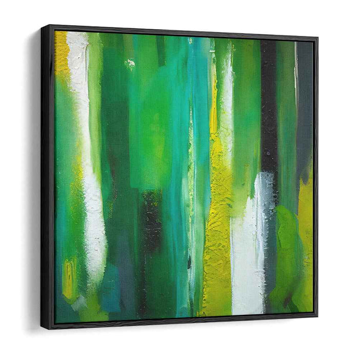 Luminous Verdant Dreams: Abstract Green and Yellow Canvas Art Print