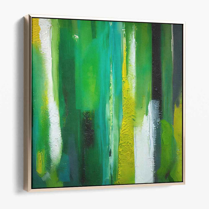 Luminous Verdant Dreams: Abstract Green and Yellow Canvas Art Print