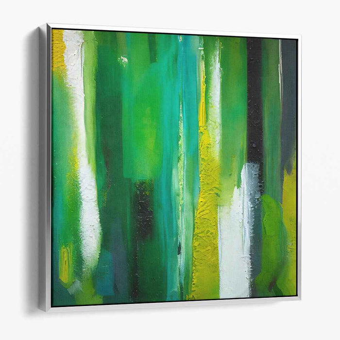 Luminous Verdant Dreams: Abstract Green and Yellow Canvas Art Print