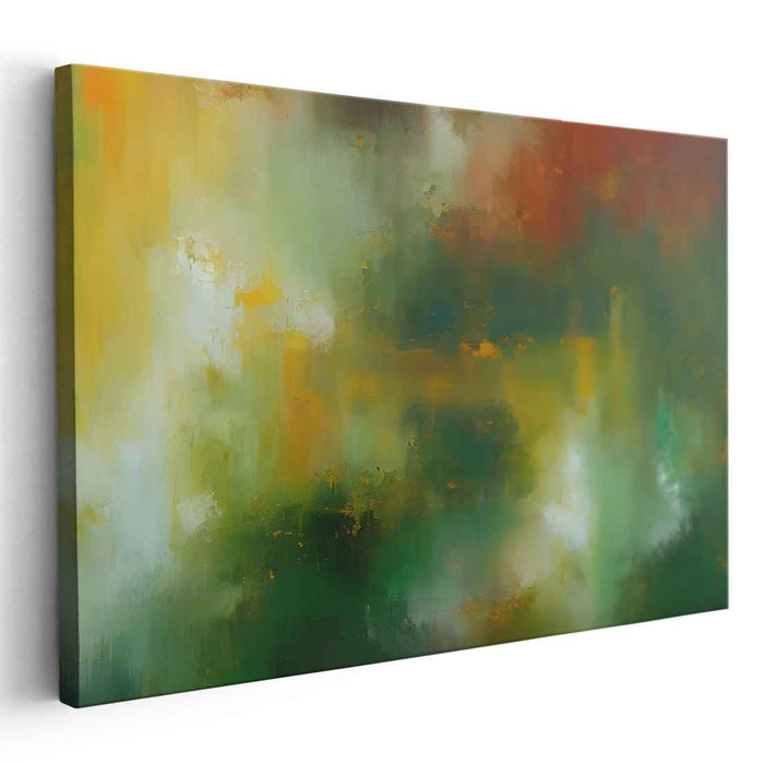 Organic Fusion: Abstract Expressionist Green and Orange Canvas Art