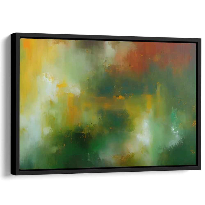 Organic Fusion: Abstract Expressionist Green and Orange Canvas Art