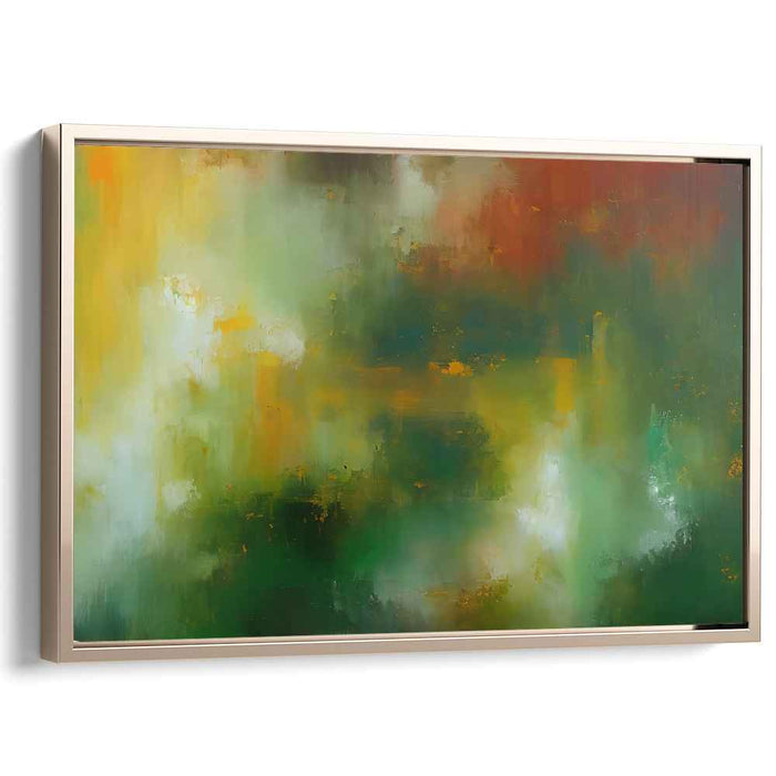 Organic Fusion: Abstract Expressionist Green and Orange Canvas Art