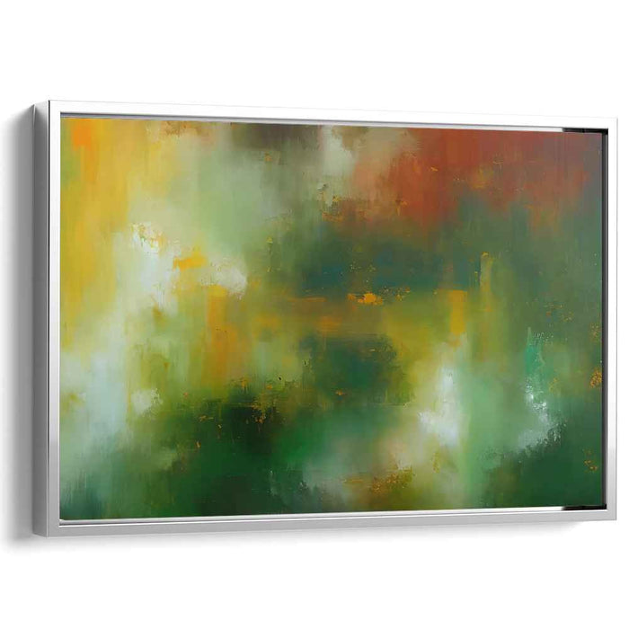 Organic Fusion: Abstract Expressionist Green and Orange Canvas Art