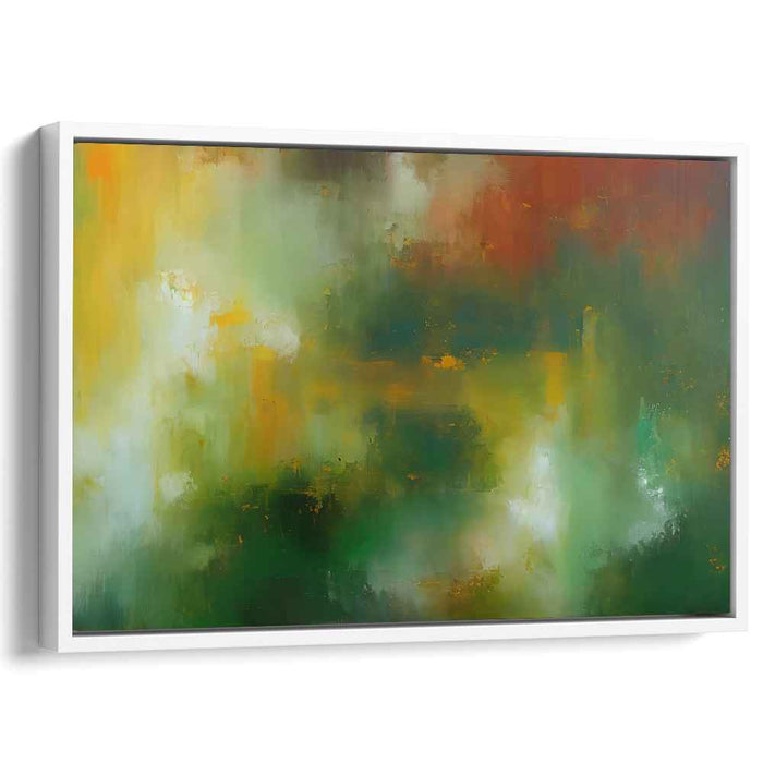 Organic Fusion: Abstract Expressionist Green and Orange Canvas Art