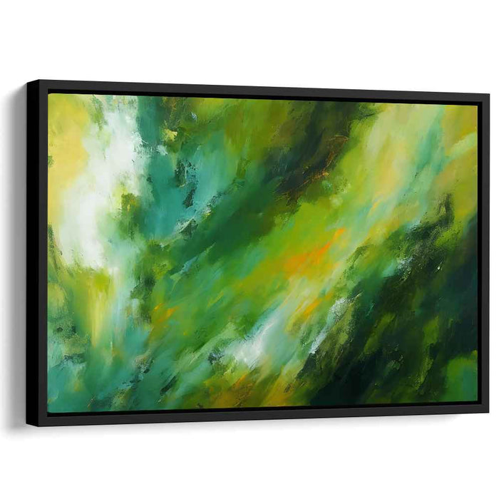 Emerald Echoes Abound: Abstract Expressionist Green Canvas Art Print