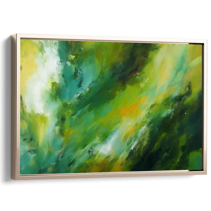 Emerald Echoes Abound: Abstract Expressionist Green Canvas Art Print