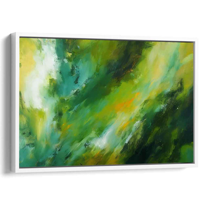 Emerald Echoes Abound: Abstract Expressionist Green Canvas Art Print