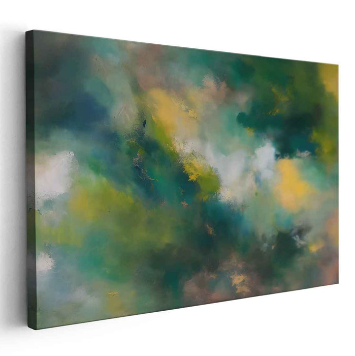 Wild Citrus Splash: Abstract Expressionist Green and Yellow Canvas Art Print