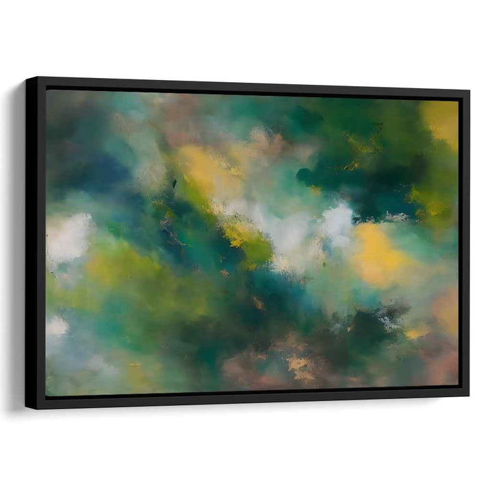 Wild Citrus Splash: Abstract Expressionist Green and Yellow Canvas Art Print